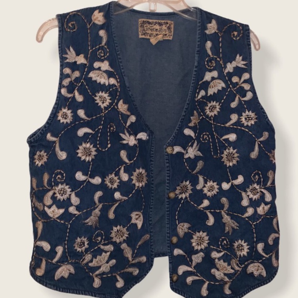 floral embroidered vest